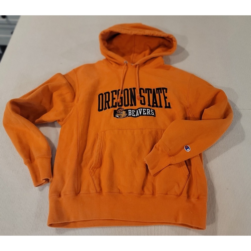 Champion Oregon State University Beavers Vintage Orange Hoodie Sweatshirt 90s XL